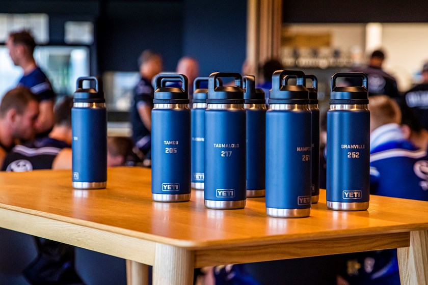 Navy blue Cowboys NRL Water Bottle