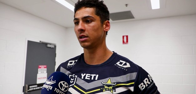 Luki on scoring a try, making four line breaks v Bulldogs